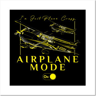 Pilot C172 Flying Gift Airplane Mode T-Shirt I'm just plane crazy yellow version Posters and Art